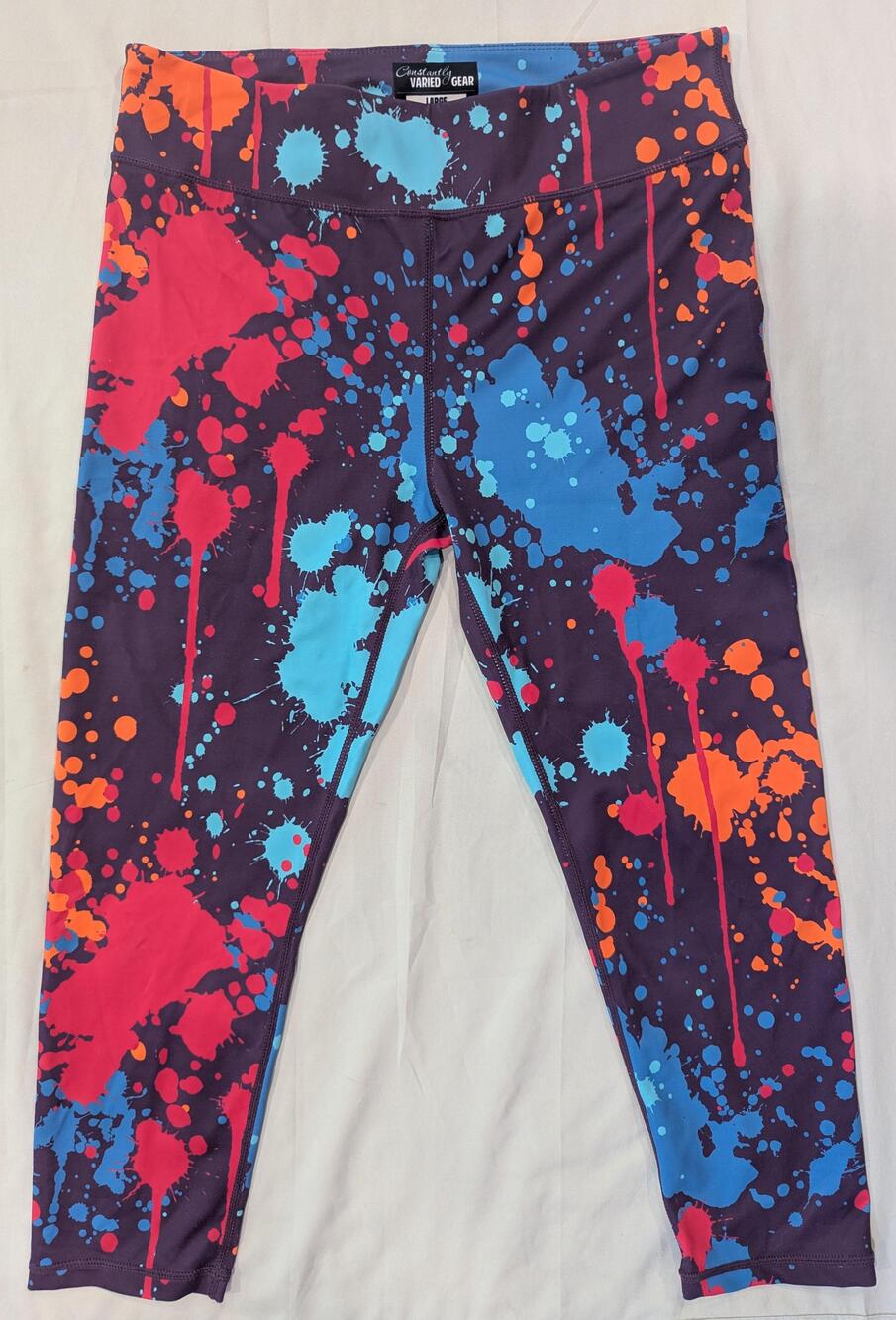 Constantly Varied Gear Leggings Womens L Multicolor Capri Paint Splatter Yoga